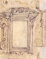Designs for a Pilaster Ornament and Cartouche (recto); Design for a Window or a Wall Plaque (verso)., Giovanni Battista Foggini (Italian, Florence 1652–1725 Florence), Pen and brown ink, over traces of black chalk; verso: pen and brown ink over traces of black chalk